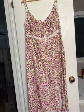 City Chic Floral Maxi Dress in White, Pink & Yellow